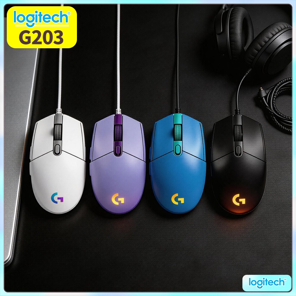 Logitech Mouse G203 - Mouse Gamer Logitech G203 com Fio,