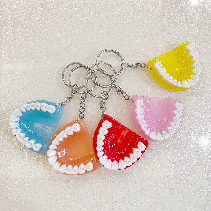 Tech Girl Accessories - Dentes chaveiro simulação criativa de dentadura