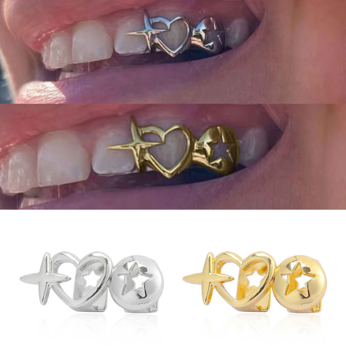 Punk hip hop oco coração dente - Vintage Tech Accessories avaliação e preço